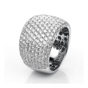 Pavé Ring breit aus 750 Weißgold 253 Brillanten 3,44ct TW-VSI B:15,4mm