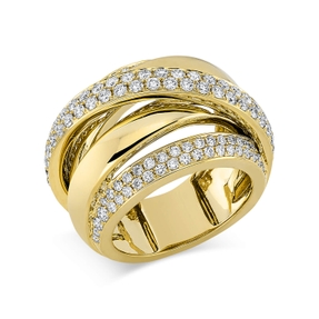Ring breit aus 750 Gold Gelbgold 126 Brillanten 1,5ct TW-SI B:16,8mm