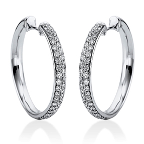 Pavé Creolen aus 750 Weißgold 82 Brillanten 0,86ct TW-VSI 25,6x3,1mm