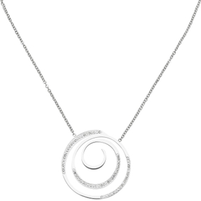 Collier Kette mit Anhänger aus Edelstahl Spirale mit 74 Kristallen 42-46cm