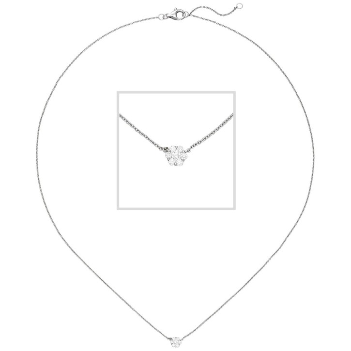 Collier aus 585 Weißgold mit 7 Brillanten 42-45cm