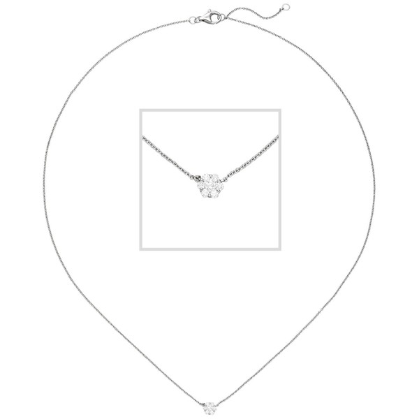 Collier aus 585 Weißgold mit 7 Brillanten 42-45cm