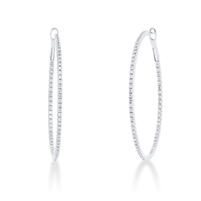 Creolen schmal aus 750 Weißgold 130 Brillanten 0,5ct TW-SI 34,8x1,4mm