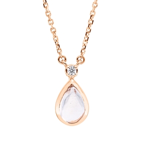 Collier Tropfen aus 750 Rotgold Morganit 0,4ct Brillant 0,01ct TW-SI L:45cm Zarge