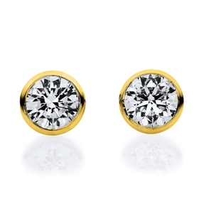 Solitaire Ohrstecker aus 585 Gold Gelbgold 2 Brillanten 0,35ct TW-SI Zarge