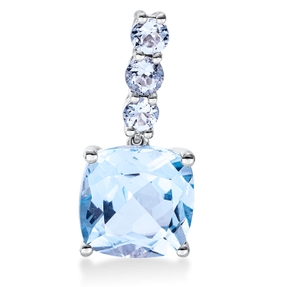 Anhänger aus 750 Gold Weißgold 4 Topase 4,9ct skyblue 20,1x9mm mit Öse