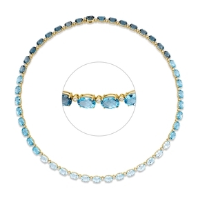 Collier 750 Gelbgold 46 Topase 42ct London Blue 46 Brillanten 0,79ct TW-SI L:42cm Collier 750 Gelbgold 46 Topase 42ct London Blue 46 Brillanten 0,79ct TW-SI L:42cm