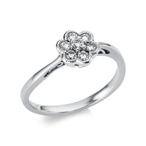 Ring Blume aus 750 Gold Weißgold 7 Brillanten 0,25ct TW-SI B:7,5mm