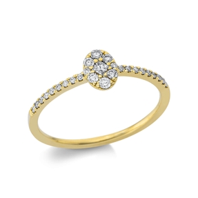 Ring Oval aus 750 Gold Gelbgold 27 Diamanten 0,2ct B:6mm