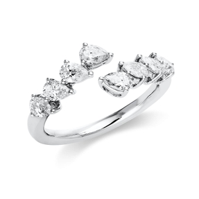 Ring aus 750 Weißgold 8 Diamanten Tropfen-Schliff 1,16ct TW-SI B:9,7mm