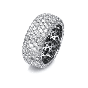 Pavé Ring aus 750 Gold Weißgold 252 Brillanten 4,7ct TW-VSI B:8,6mm