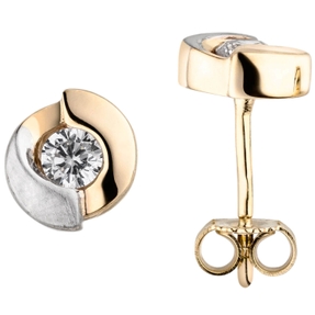 Paar solitär Ohrstecker aus 333 Gold Gelbgold bicolor teil matt mit Zirkonia Paar solitär Ohrstecker aus 333 Gold Gelbgold bicolor teil matt mit Zirkonia