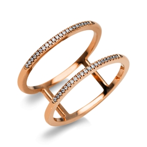 Ring 2-reihig aus 750 Gold Rotgold 42 Brillanten 0,08ct TW-SI B:10,6mm