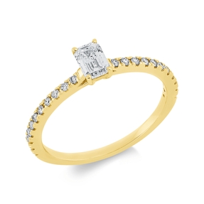 Ring aus 750 Gold Gelbgold 23 Diamanten 0,54ct TW-SI B:5,3mm 4er-Krappe