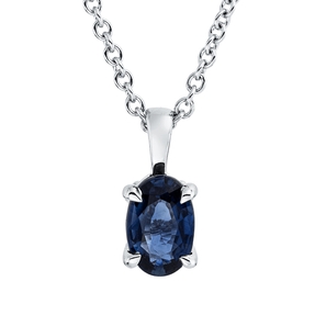 Oval aus 750 Gold Weißgold Saphir 0,56ct blau L:45cm