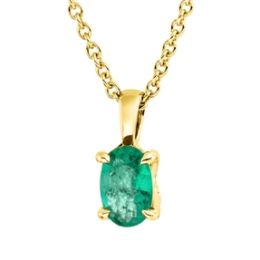 Collier Oval aus 750 Gold Gelbgold Smaragd 0,48ct grün L:45cm