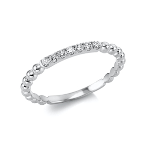 Ring Halbkugel aus 750 Gold Weißgold 7 Brillanten 0,13ct TW-SI H:1,9mm