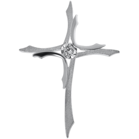 Anhänger Kreuz 25,7x18,5mm 925 Silber teil-matt mit Zirkonia Kreuzanhänger Anhänger Kreuz 25,7x18,5mm 925 Silber teil-matt mit Zirkonia Kreuzanhänger