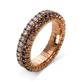 Flex-Ring 2-reihig aus 750 Gold Rotgold 70 Diamanten 1,96ct B:5,3mm 4er-Krappe