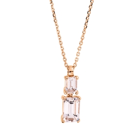 Collier aus 750 Gold Rotgold 2 Morganite 0,65ct L:45cm 4er-Krappe