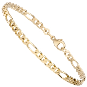 4,3mm Armband Armkette Figarokette aus 333 Gold Gelbgold diamantiert massiv 21cm
