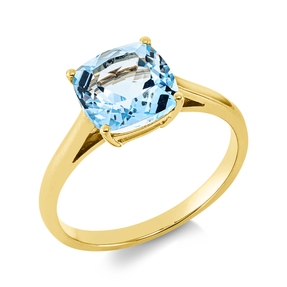Ring aus 750 Gold Gelbgold Topas 3,2ct skyblue B:8mm 4er-Krappe