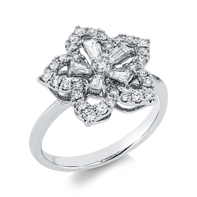 Ring aus 750 Gold Weißgold 36 Diamanten 0,77ct TW-SI B:14,6mm