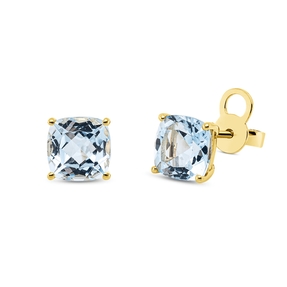 Ohrstecker aus 750 Gold Gelbgold 2 Topase 4,2ct skyblue 7,1x7,1mm 4er-Krappe