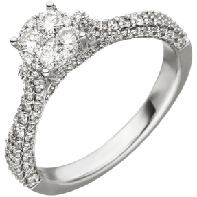Pavé Ring aus 585 Gold Weißgold mit 119 Diamanten Brillanten 1,02 Ct W-si
