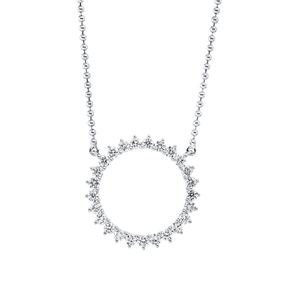 Collier Kreis aus 750 Gold Weißgold 25 Brillanten 0,43ct TW-SI L:45,7cm
