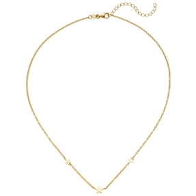 Collier Rundankerkette mit 3 Anhängern Sterne aus 925 Silber vergoldet 38-43cm Collier Rundankerkette mit 3 Anhängern Sterne aus 925 Silber vergoldet 38-43cm