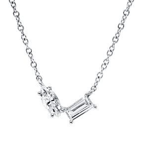 Collier aus 750 Gold Weißgold 2 Diamanten 0,3ct TW-SI L:45,7cm