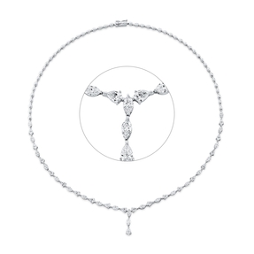 Collier aus 585 Gold Weißgold 39 Diamanten 5,53ct TW-VSI L:45,7cm