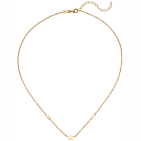 Collier Rundankerkette mit 3 Sternen 925 Silber rotgold vergoldet 38-43cm Collier Rundankerkette mit 3 Sternen 925 Silber rotgold vergoldet 38-43cm