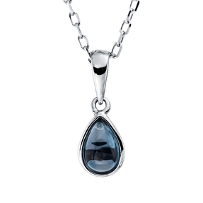 Collier Tropfen aus 750 Gold Weißgold Topas 0,47ct London Blue L:45cm Zarge