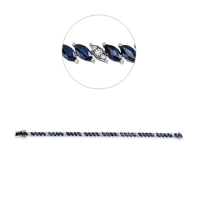 Armband 750 Weißgold 36 Saphire 10,82ct blau 27 Brillanten 0,32ct F-VSI L:17,8cm