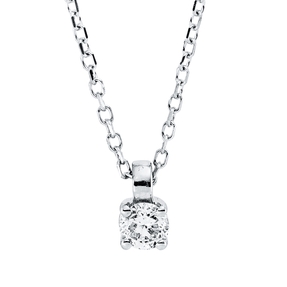 Solitaire Collier aus 750 Gold Weißgold Brillant 0,14ct TW-SI L:45cm 4er-Krappe
