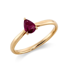 Ring Tropfen aus 750 Gold Gelbgold Rubin 0,55ct rot B:6,5mm 3er-Krappe