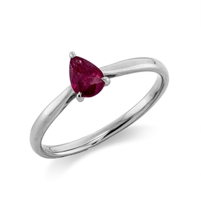 Ring Tropfen aus 750 Gold Weißgold Rubin 0,42ct rot B:6,5mm 3er-Krappe