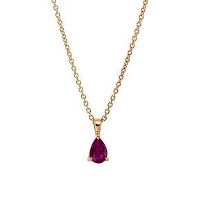 Collier Tropfen aus 750 Gold Gelbgold Rubin 0,42ct rot L:45cm