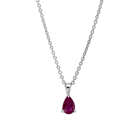 Collier Tropfen aus 750 Gold Weißgold Rubin 0,45ct rot L:45cm 3er-Krappe