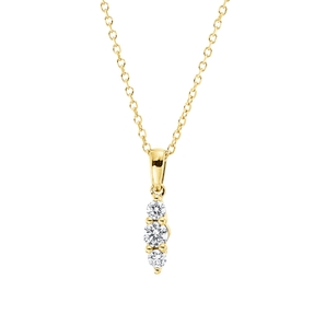 Collier aus 750 Gelbgold 2 Brillanten 0,08ct TW-SI 1 Brillant 0,1ct TW-SI L:45cm