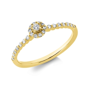 Ring aus 750 Gold Gelbgold 25 Diamanten 0,2ct TW-PI H:4,9mm