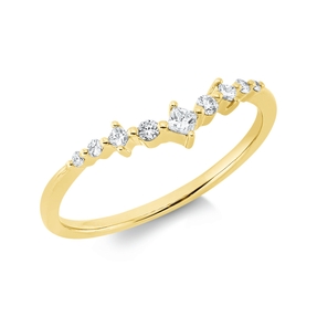 Ring aus 750 Gold Gelbgold 9 Diamanten 0,13ct TW-PI B:16,2mm