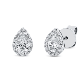 Solitaire Ohrstecker Tropfen aus 750 Gold Weißgold 30 Diamanten 0,61ct