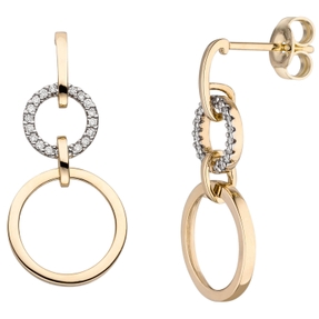 Ohrhänger Kreise Ohrringe aus 585 Gold Gelbgold 36 Diamanten Brillanten 0,13 Ct Ohrhänger Kreise Ohrringe aus 585 Gold Gelbgold 36 Diamanten Brillanten 0,13 Ct