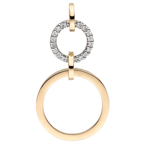Anhänger Kreise aus 585 Gold Gelbgold mit 18 Diamanten Brillanten 0,09 Ct