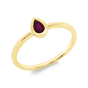 Ring Tropfen aus 750 Gold Gelbgold Rubin 0,24ct rot H:6,6mm Zarge