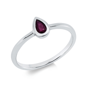 Ring Tropfen aus 750 Gold Weißgold Rubin 0,25ct rot H:6,6mm Zarge