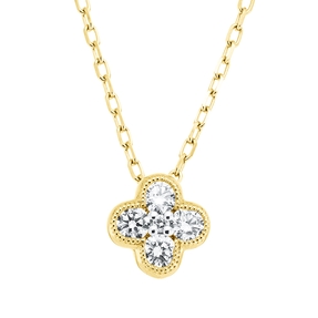 Collier Kleeblatt 750 Gelbgold 4 Brillanten 0,23ct TW-SI 1 Brillant 0,01ct TW-SI